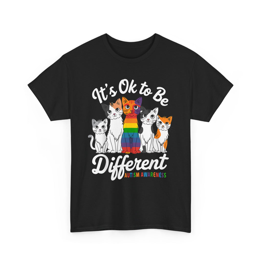 It's Ok to Be Different Cat Tee - Autism Awareness Rainbow Kitten Neuro Diverse Tee Shirt