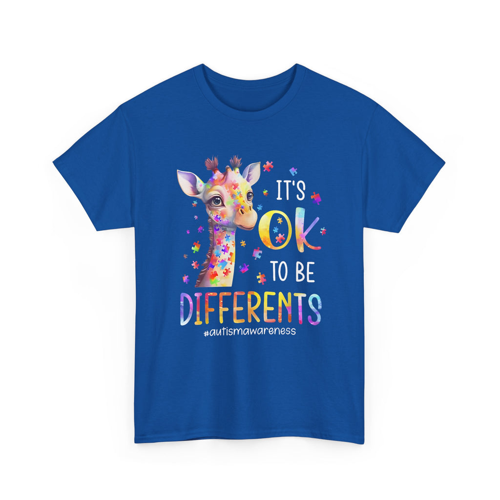 Giraffe "OK to Be Different" Rainbow Kids Tee Shirt – Autism ADHD ADD T-Shirt