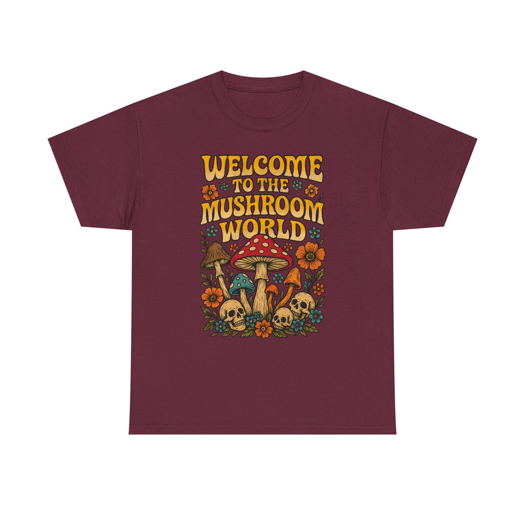 Mushroom World T-Shirt - Retro - Welcome to the Mushroom World - Graphic Tee Shirt Forager Gift