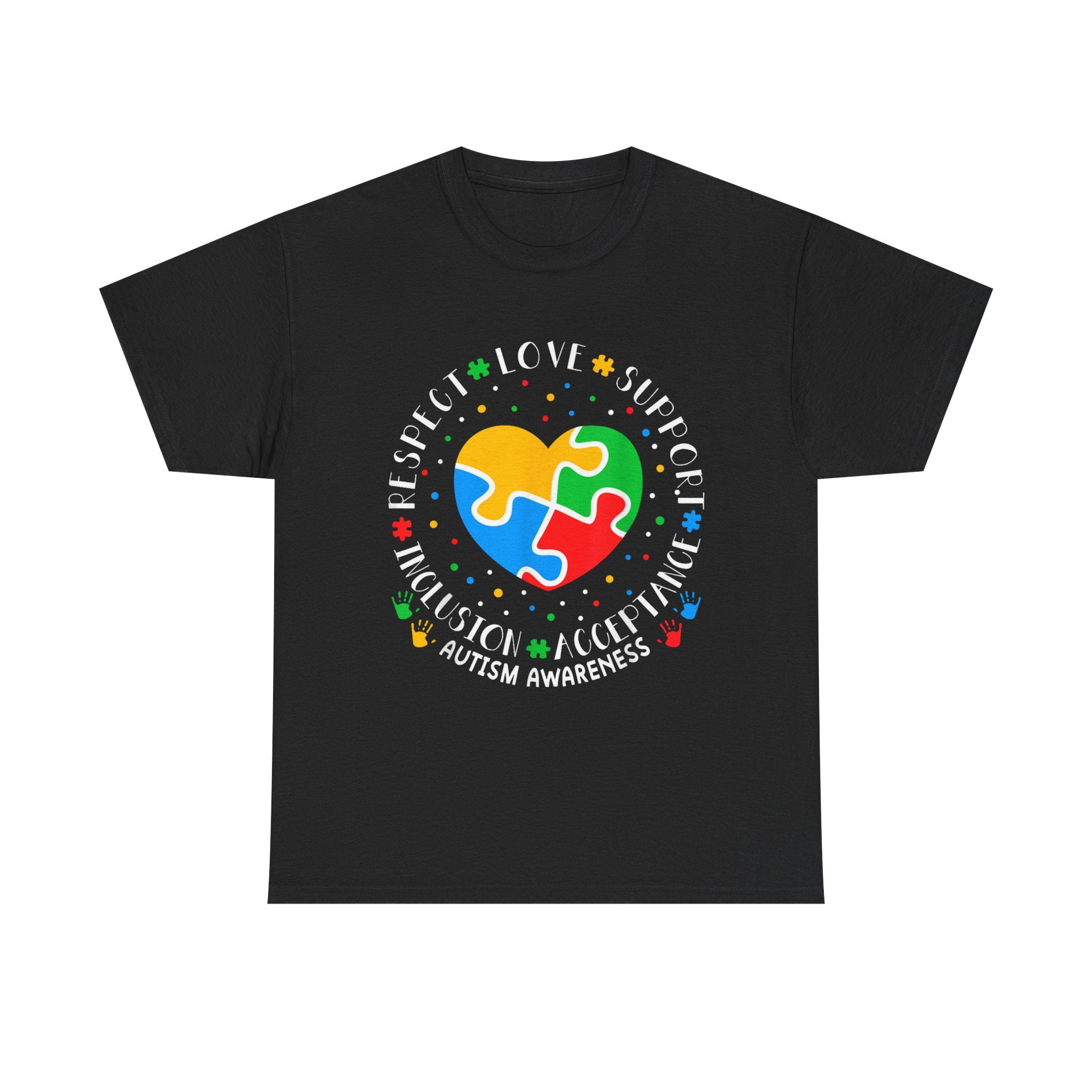 Autism Awareness Puzzle Heart T-Shirt -  Respect Love Support Acceptance Tee Shirt Gift NEW