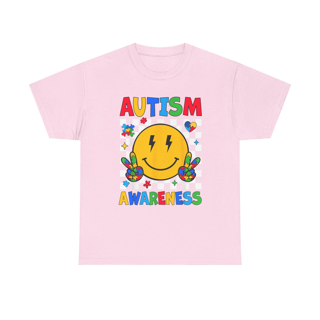 Autism Awareness Smile T-Shirt – Colorful Puzzle Heart Support Tee Shirt Autism ASD ADHD