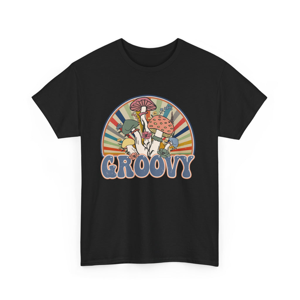 Groovy Mushroom T-Shirt - Retro Rainbow Magic Mushroom Tee Shirt Forager Gift