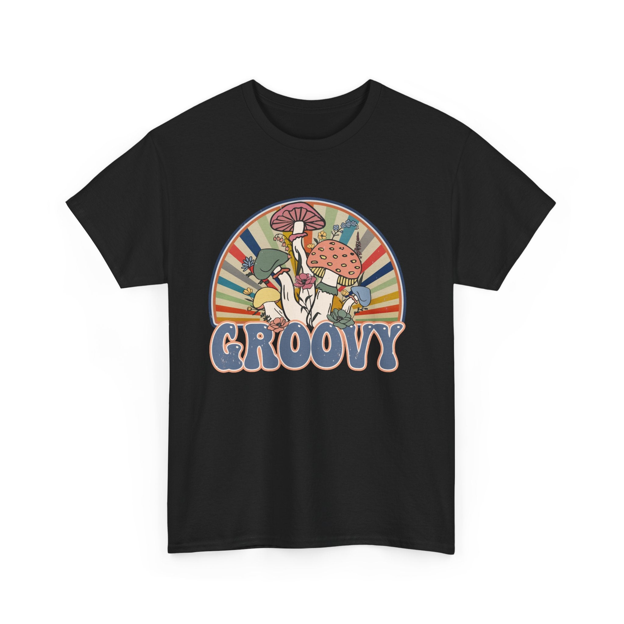 Groovy Mushroom T-Shirt - Retro Rainbow Magic Mushroom Tee Shirt Forager Gift