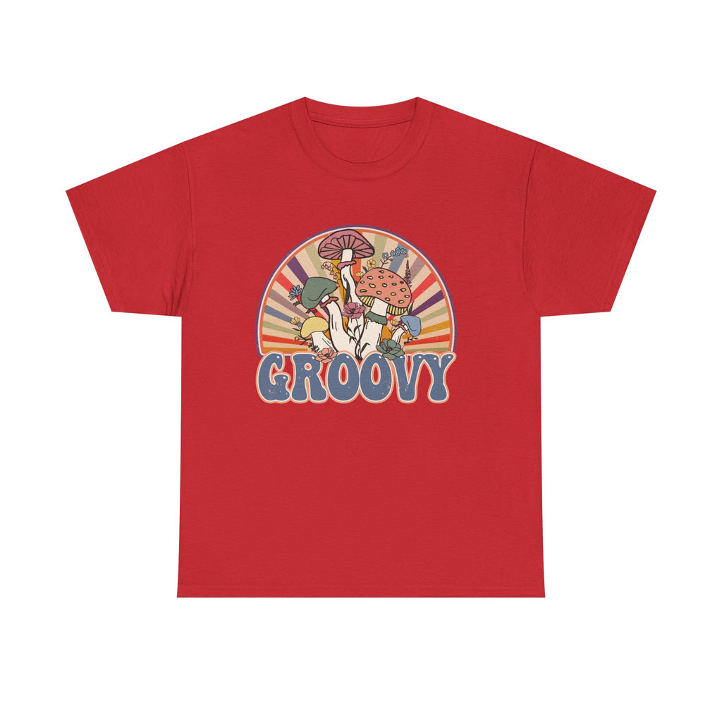 Groovy Mushroom T-Shirt - Retro Rainbow Magic Mushroom Tee Shirt Forager Gift