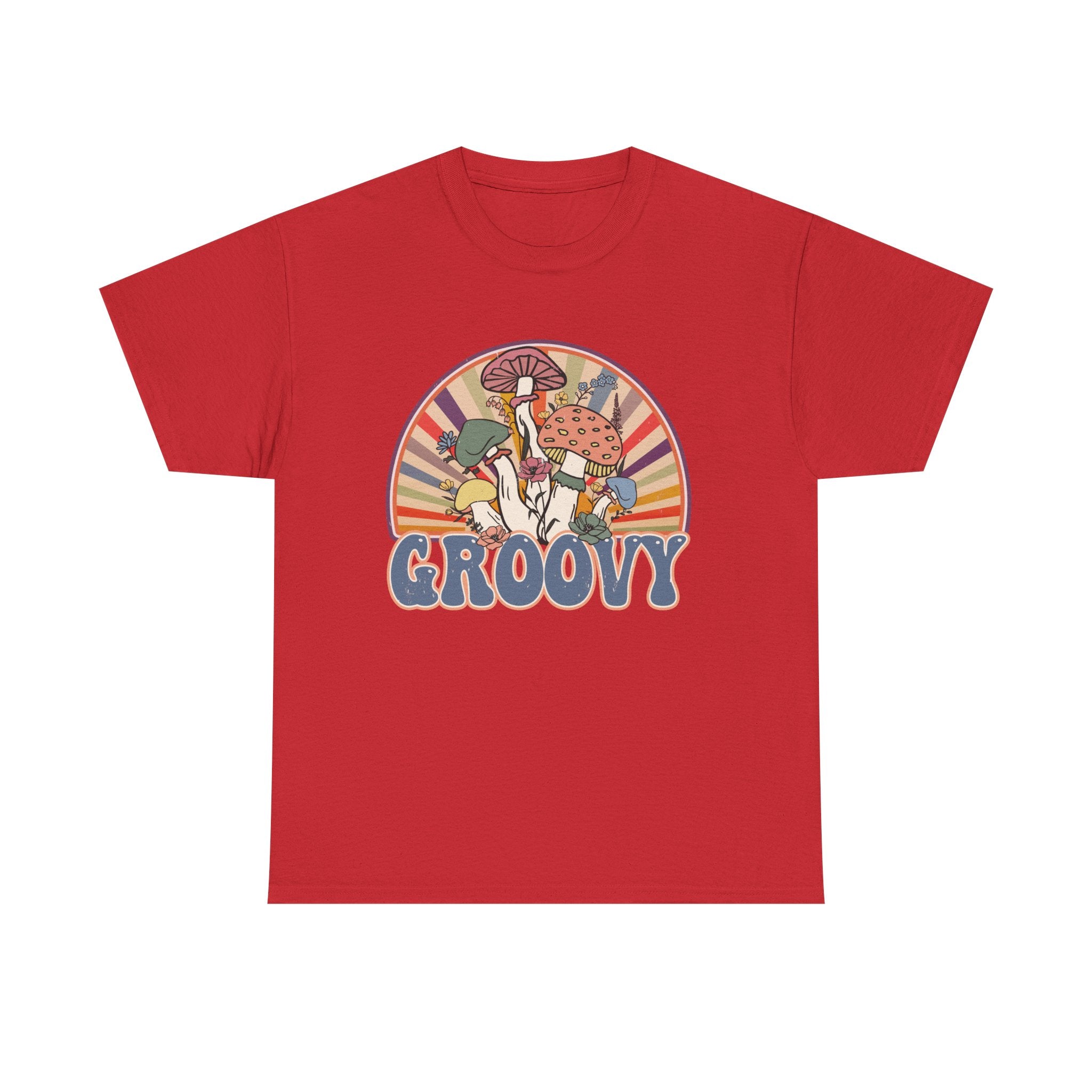 Groovy Mushroom T-Shirt - Retro Rainbow Magic Mushroom Tee Shirt Forager Gift
