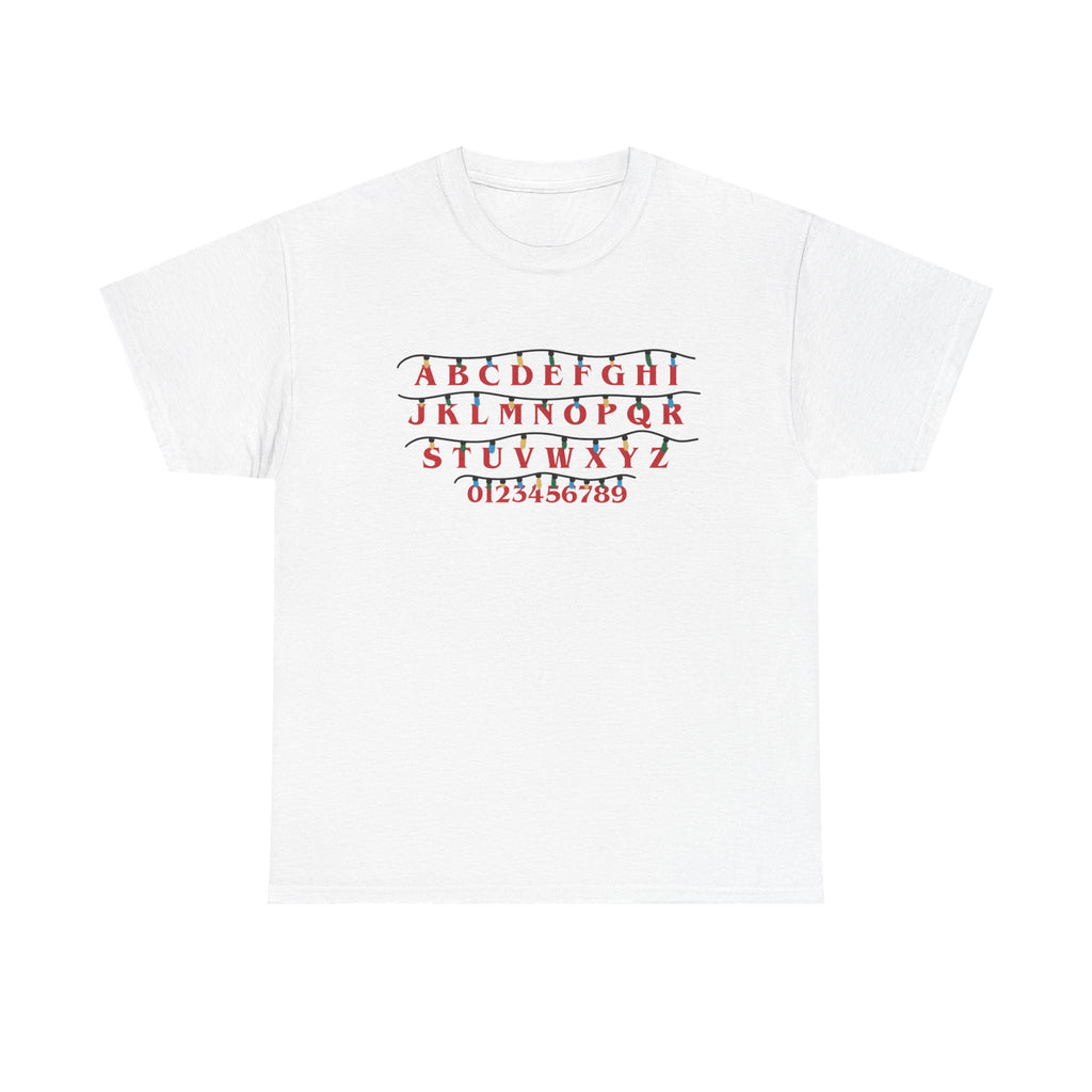 Stranger Things - Alphabet Chart Tee - Vintage Red & Green Lettering T-Shirt Gift NEW