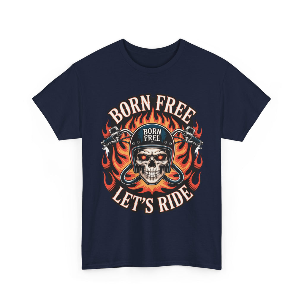 Biker T-Shirt - Born Free Lets Ride - Tee Shirt For Bikers And Motorcycle Enthusiasts NEW