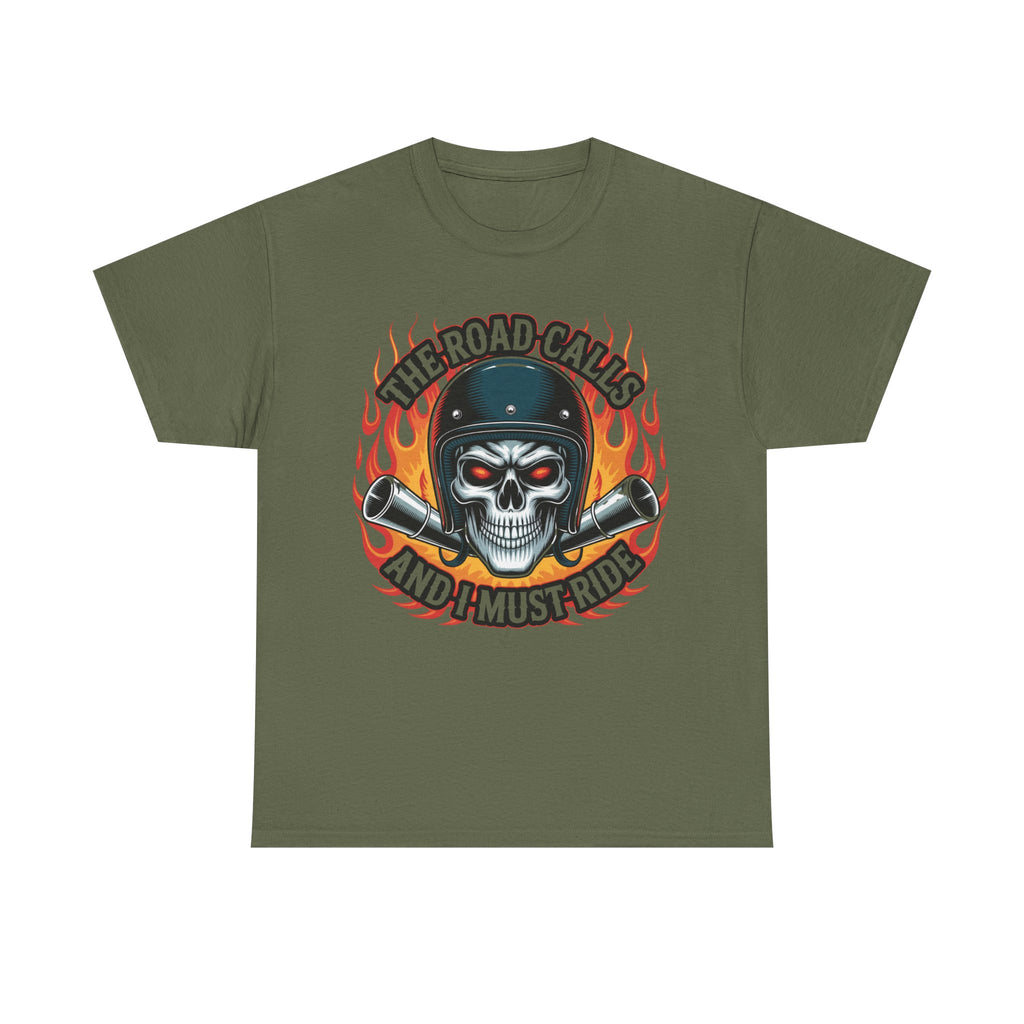 Biker T-Shirt - The Road Calls And I Must Ride - Motorcycle Tee Shirt Gift For Bikers and Harley Bike Enthusiasts