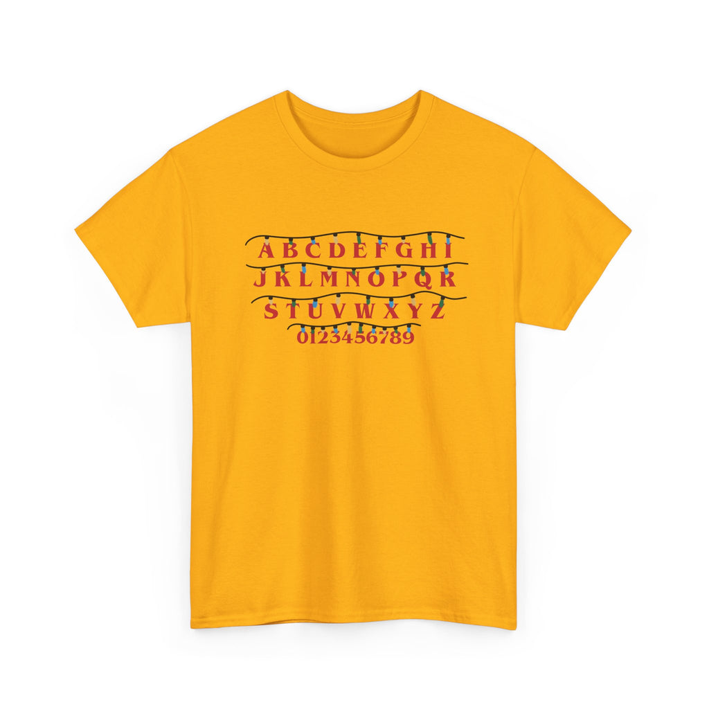 Stranger Things - Alphabet Chart Tee - Vintage Red & Green Lettering T-Shirt Gift NEW