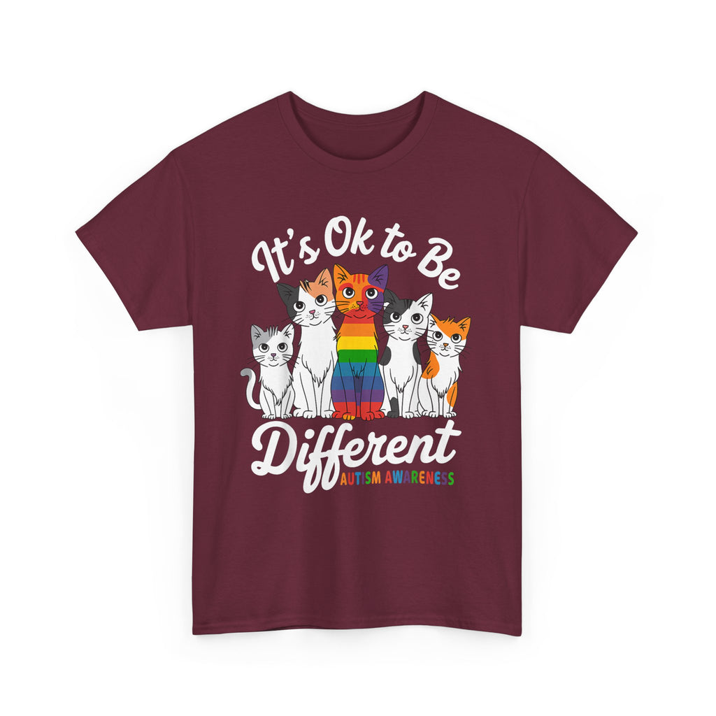 It's Ok to Be Different Cat Tee - Autism Awareness Rainbow Kitten Neuro Diverse Tee Shirt