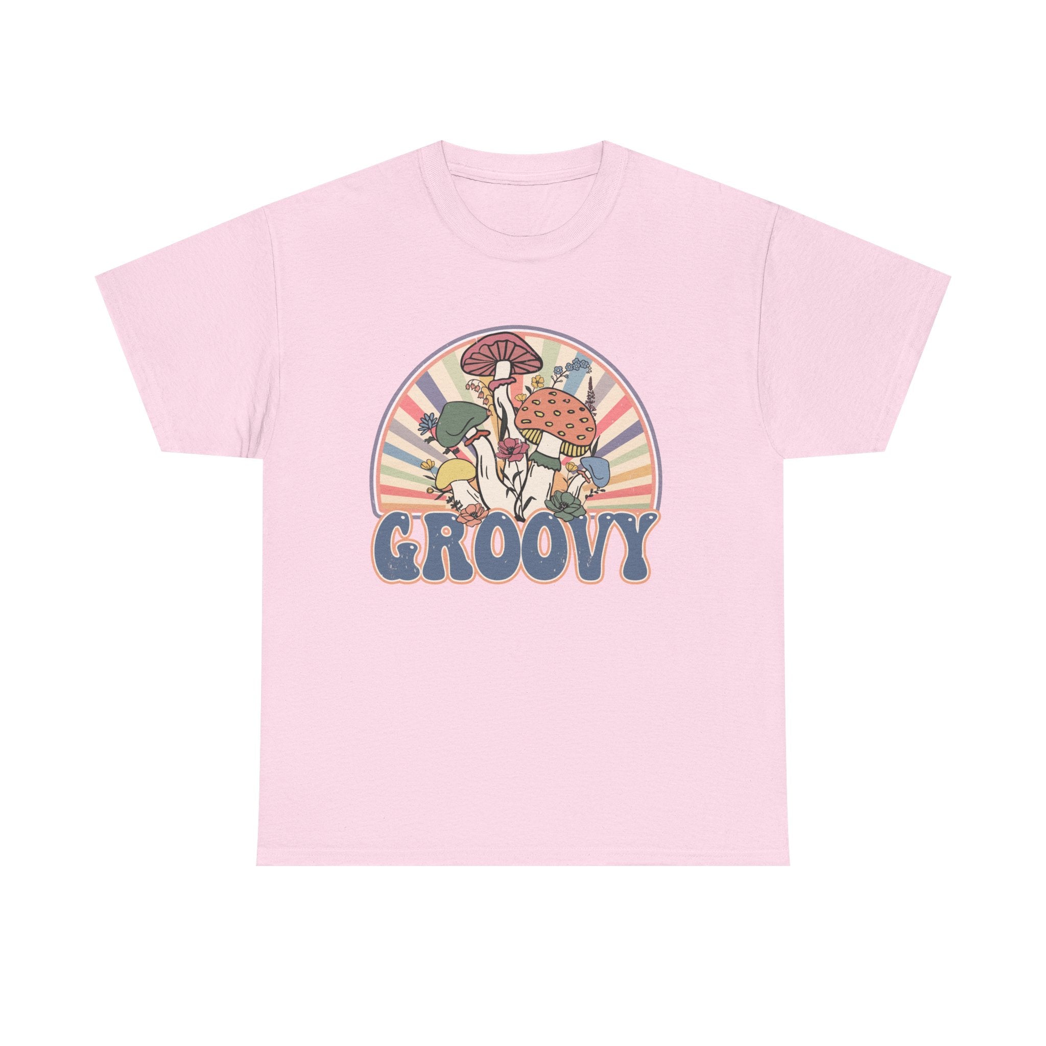 Groovy Mushroom T-Shirt - Retro Rainbow Magic Mushroom Tee Shirt Forager Gift