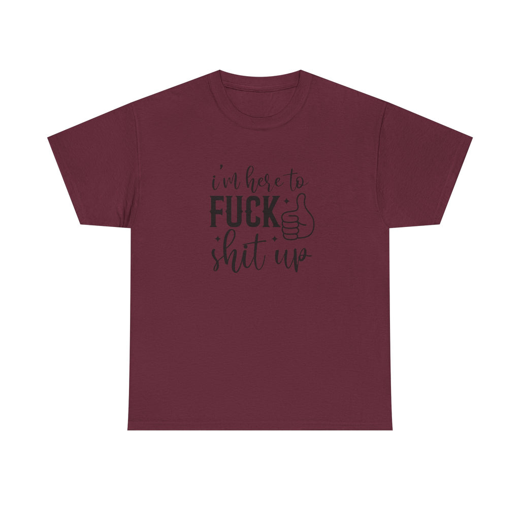 I'm Here to Fuck Shit Up Tee -  Bold Script Funny Rude Offensive Adult Gift T-Shirt