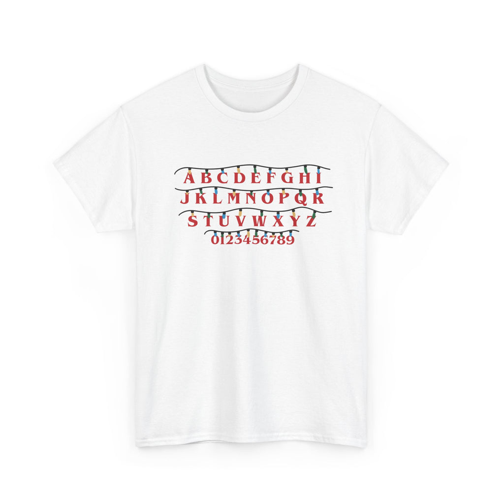 Stranger Things - Alphabet Chart Tee - Vintage Red & Green Lettering T-Shirt Gift NEW