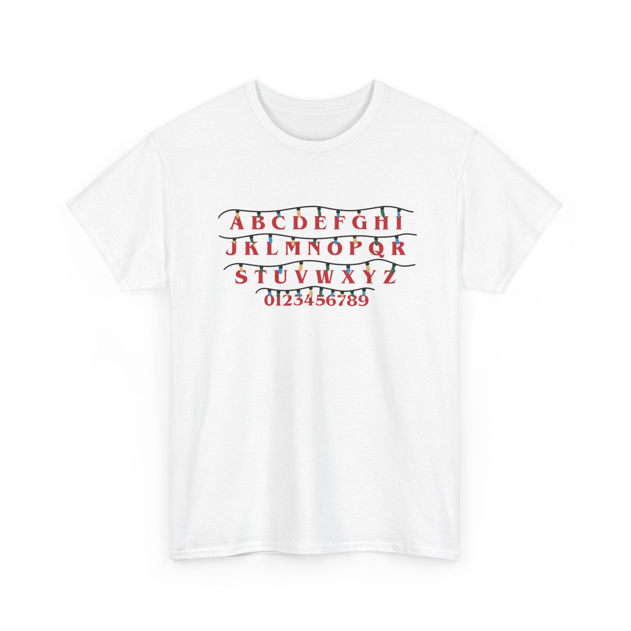 Stranger Things - Alphabet Chart Tee - Vintage Red & Green Lettering T-Shirt Gift NEW