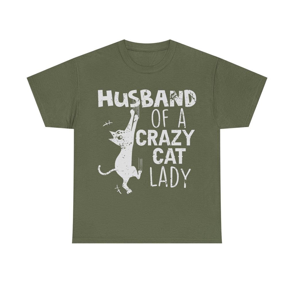 Husband Of A Crazy Cat Lady Tee Shirt - Cat Owner T-Shirt - Gift For Cat Lovers NEW