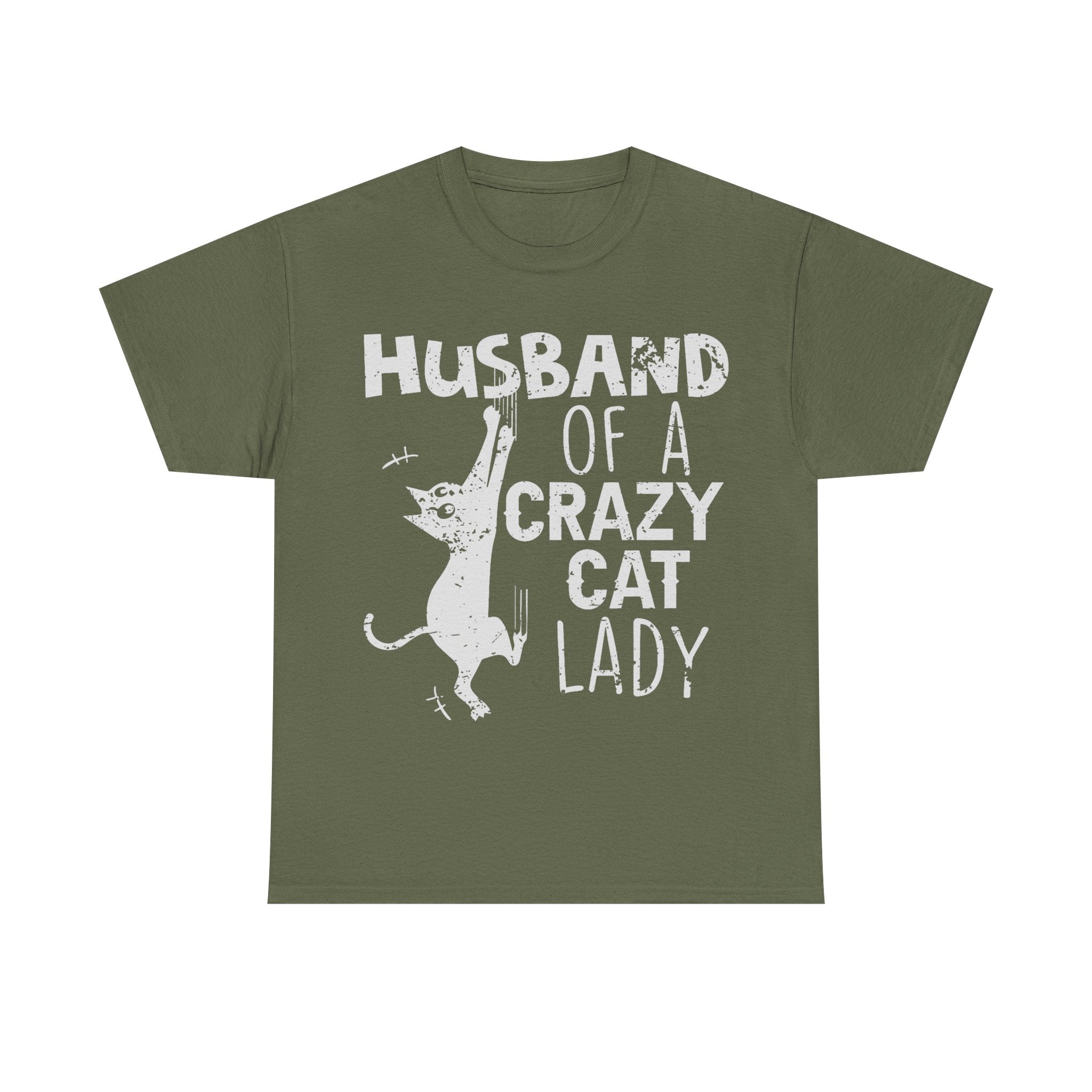 Husband Of A Crazy Cat Lady Tee Shirt - Cat Owner T-Shirt - Gift For Cat Lovers NEW