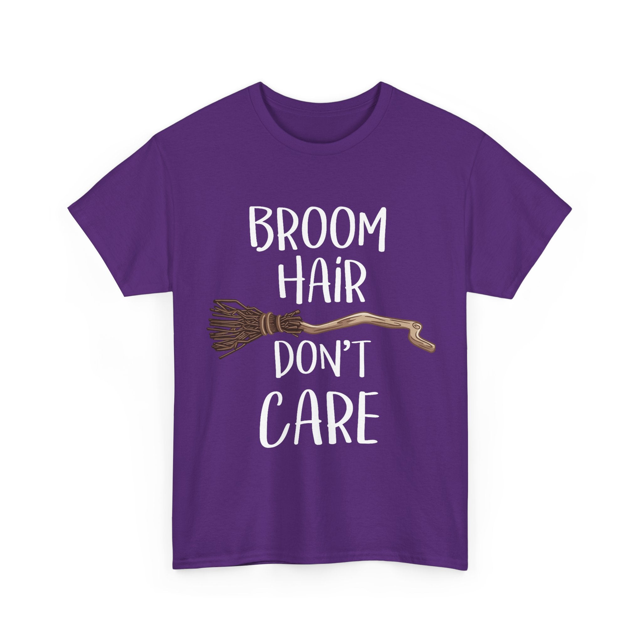 Funny Witch T Shirt - Broom Hair Dont Care Tee - Gift For Witches - Wicken T-Shirt NEW