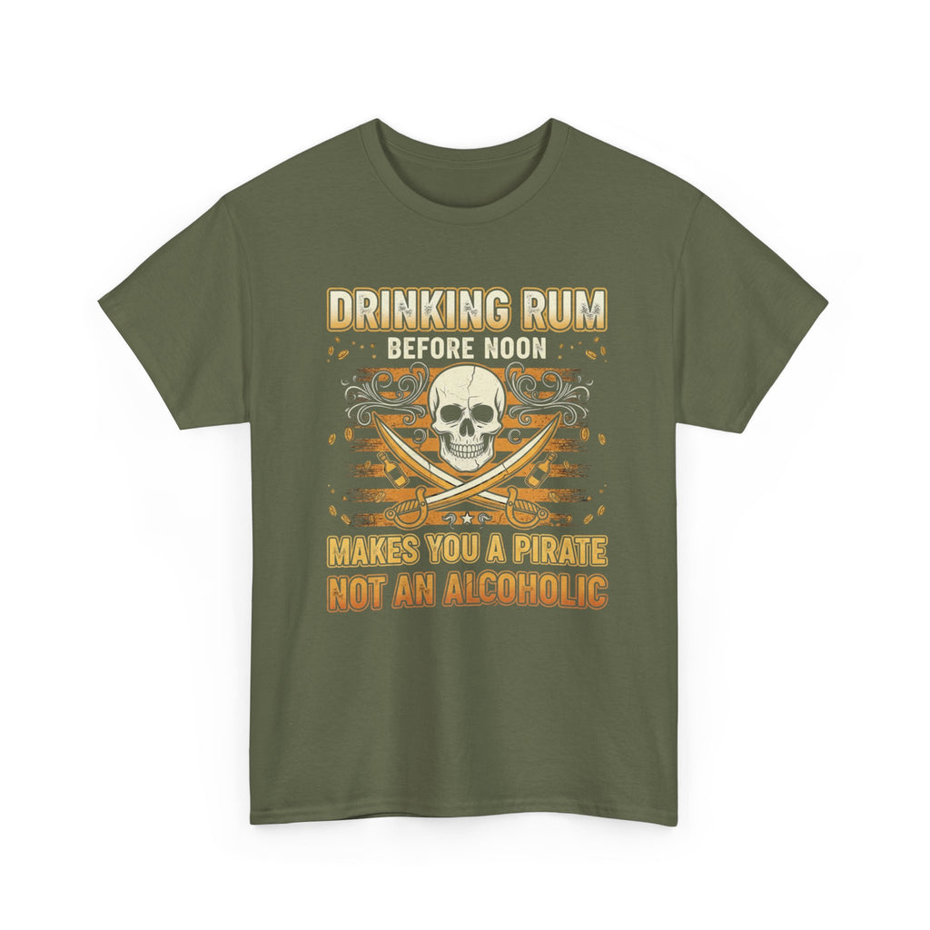Funny Pirate T-Shirt - Drinking Rum Befire Noon - Tee Shirt Gift for Rum Drinkers