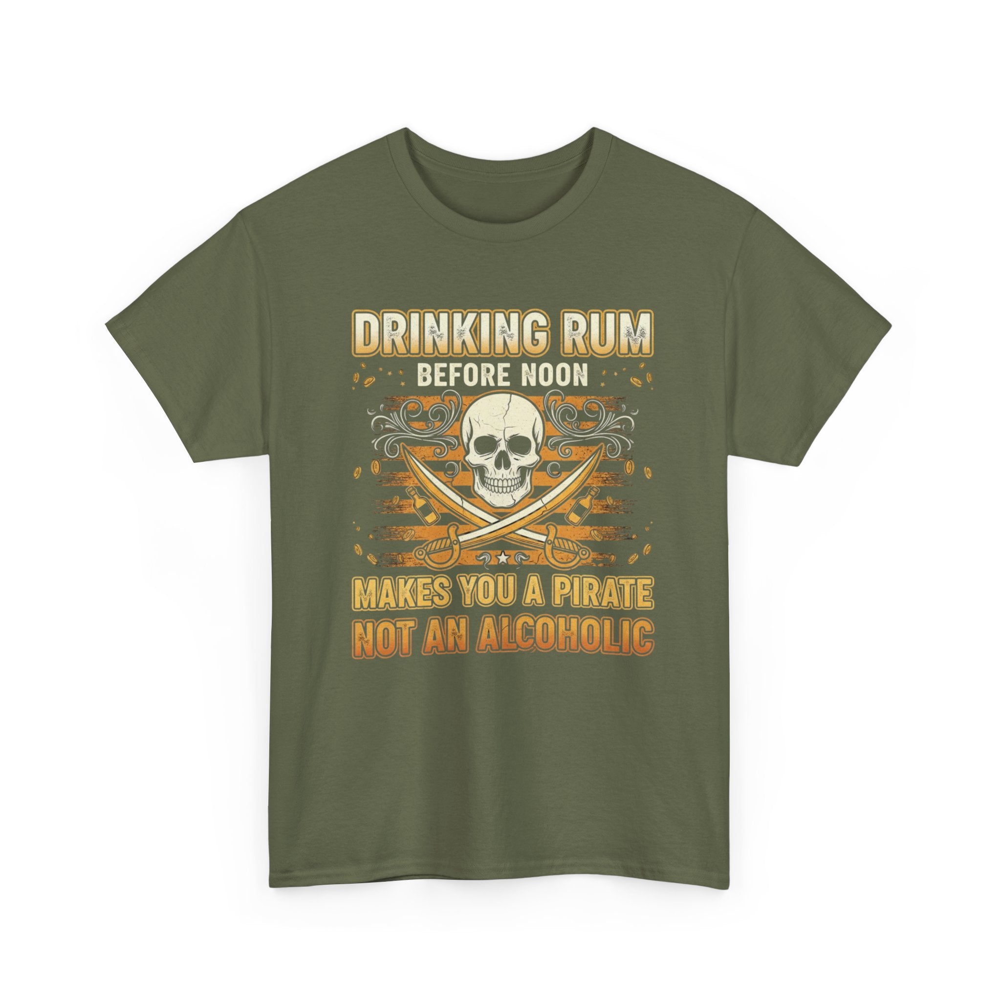Funny Pirate T-Shirt - Drinking Rum Befire Noon - Tee Shirt Gift for Rum Drinkers
