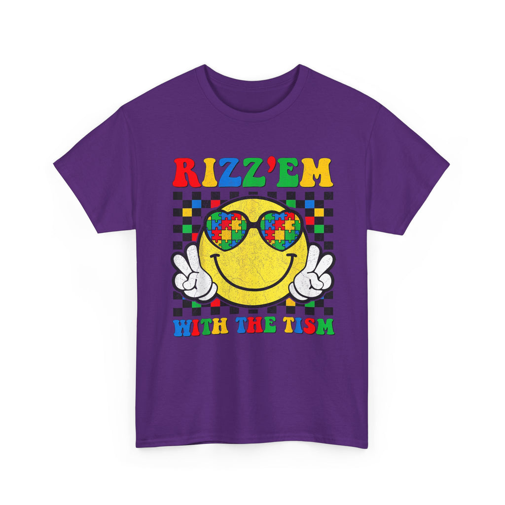 Rizz’em With The Tism Smiley Graphic Tee Shirt - Funny T-Shirt Autism ADD ADHD Gift NEW