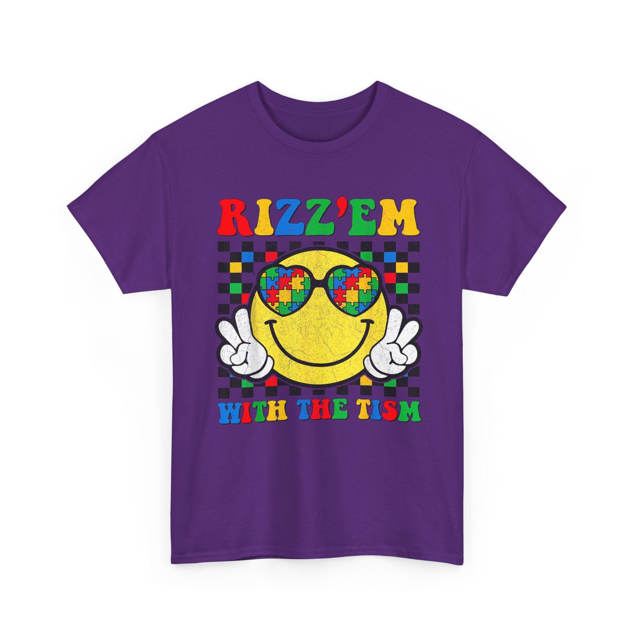 Rizz’em With The Tism Smiley Graphic Tee Shirt - Funny T-Shirt Autism ADD ADHD Gift NEW