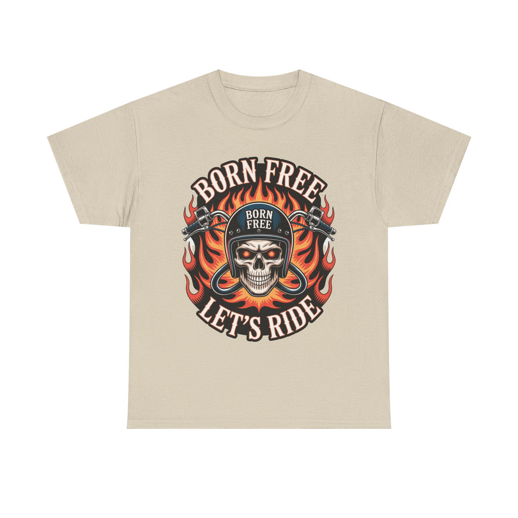 Biker T-Shirt - Born Free Lets Ride - Tee Shirt For Bikers And Motorcycle Enthusiasts NEW