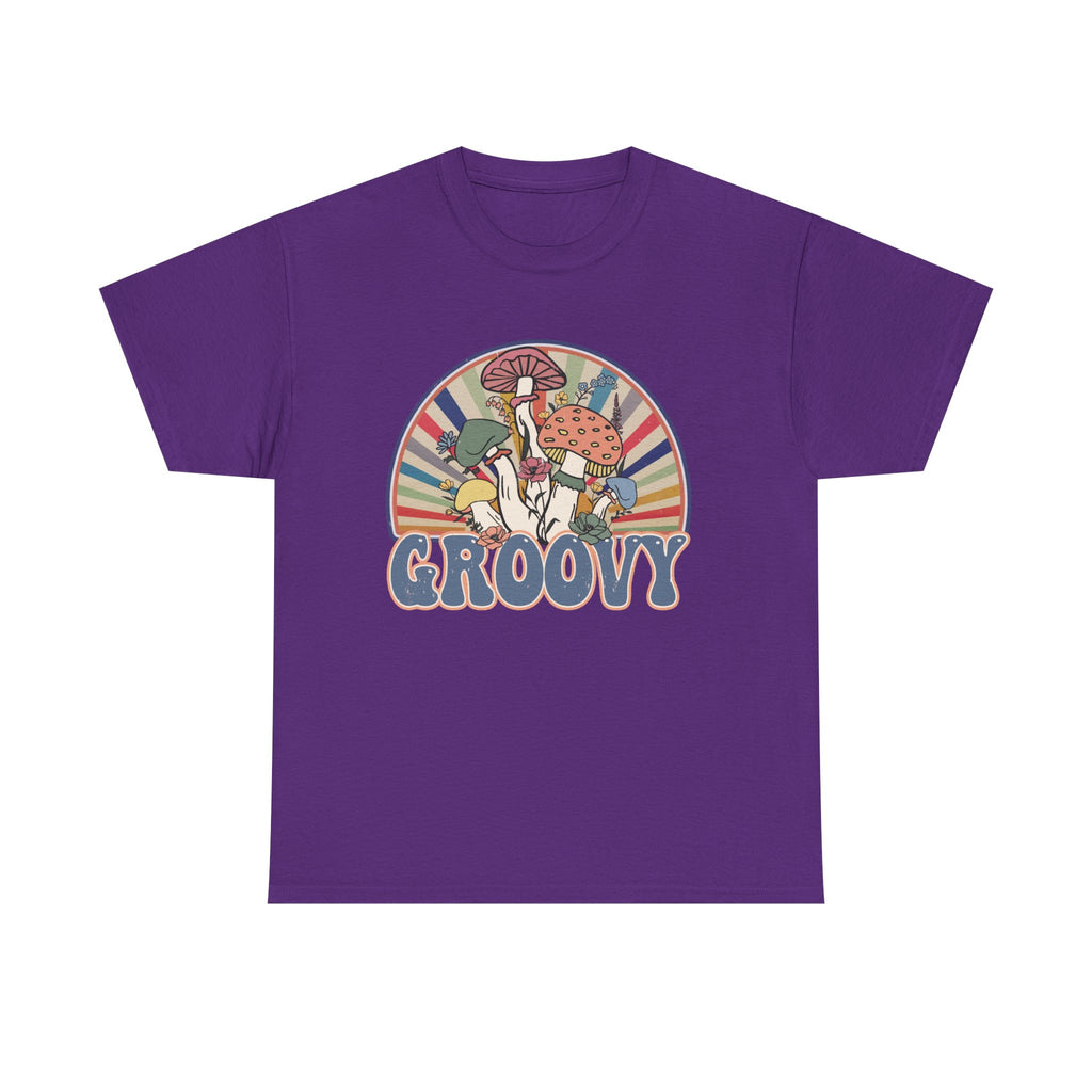 Groovy Mushroom T-Shirt - Retro Rainbow Magic Mushroom Tee Shirt Forager Gift
