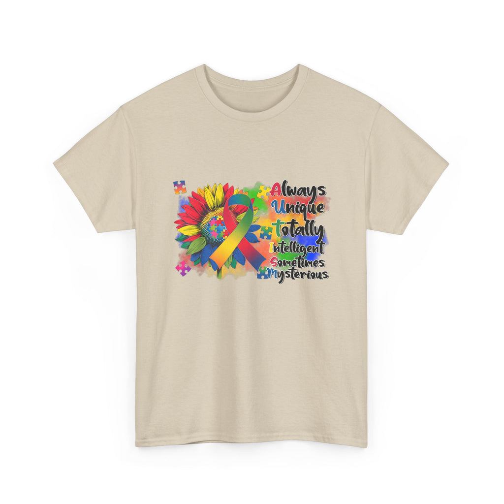 Autism Awareness Ribbon Tee Shirt - Always Unique, Totally Brilliant - Colorful ADHD Aspergers ASD T-Shirt
