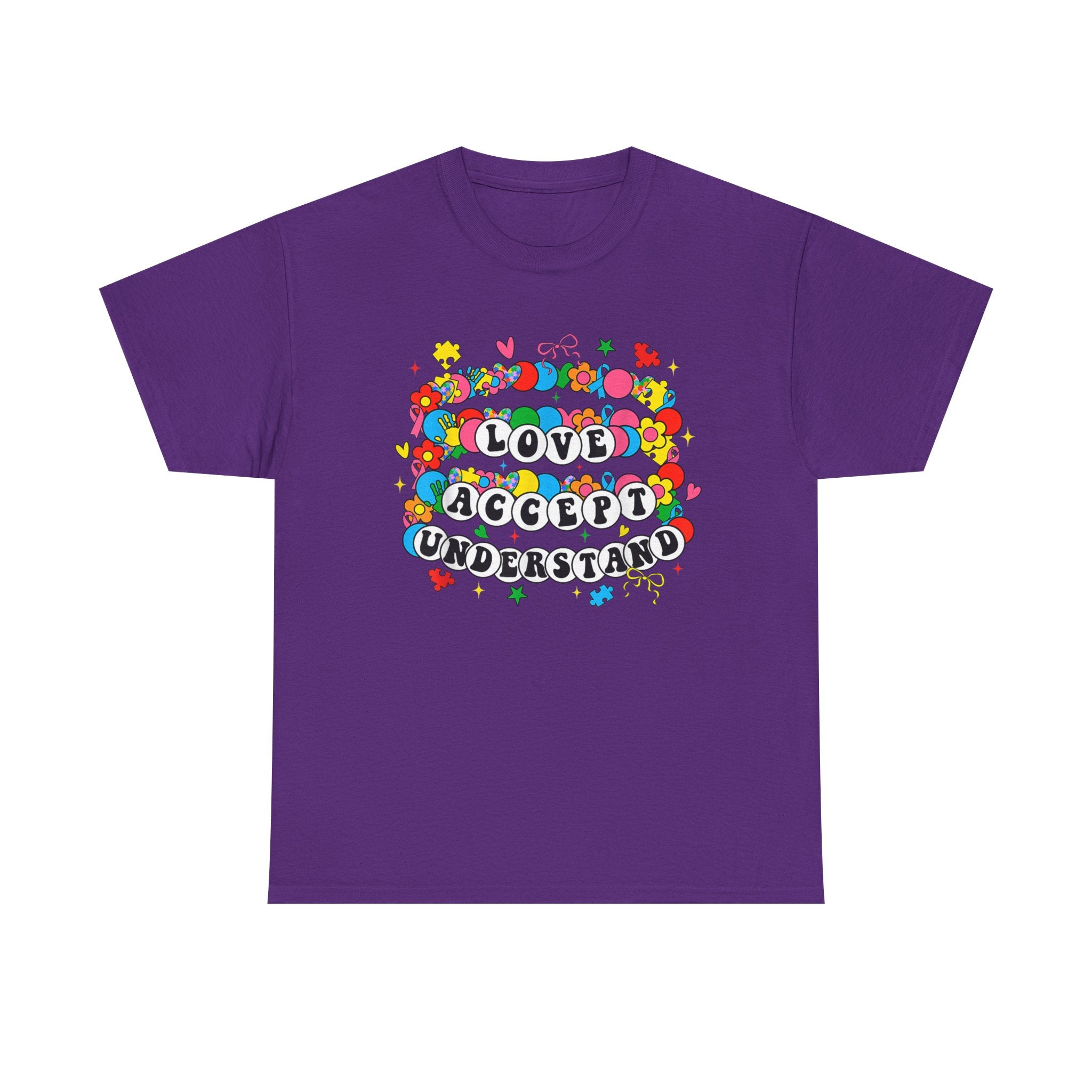 Love Accept Understand T-Shirt — Colorful Retro Rainbow Positivity Autism ADHD Tee