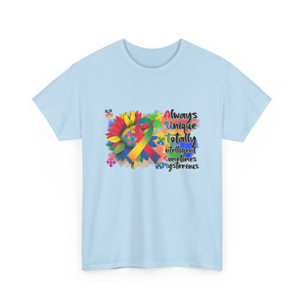 Autism Awareness Ribbon Tee Shirt - Always Unique, Totally Brilliant - Colorful ADHD Aspergers ASD T-Shirt