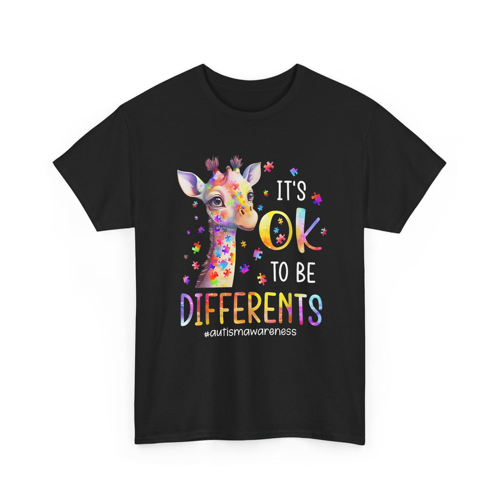 Giraffe "OK to Be Different" Rainbow Kids Tee Shirt – Autism ADHD ADD T-Shirt
