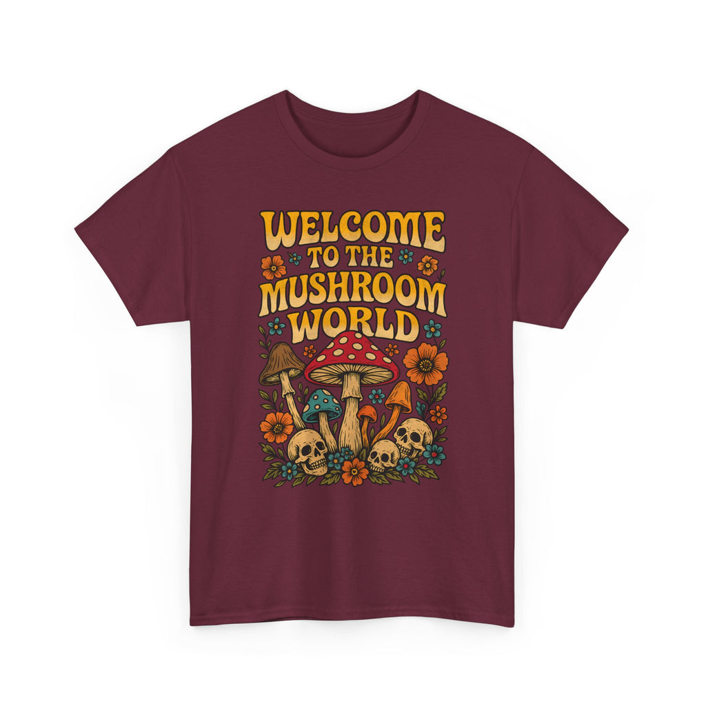 Mushroom World T-Shirt - Retro - Welcome to the Mushroom World - Graphic Tee Shirt Forager Gift