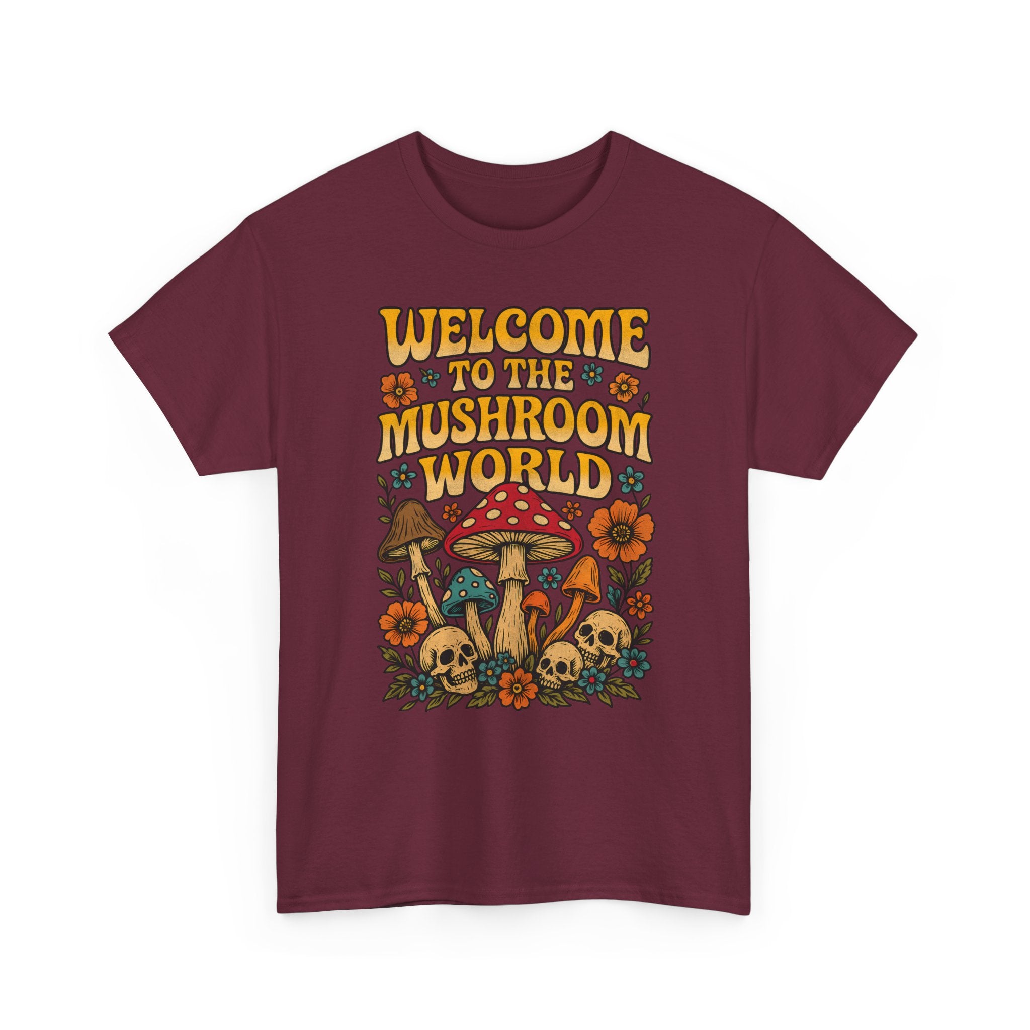 Mushroom World T-Shirt - Retro - Welcome to the Mushroom World - Graphic Tee Shirt Forager Gift