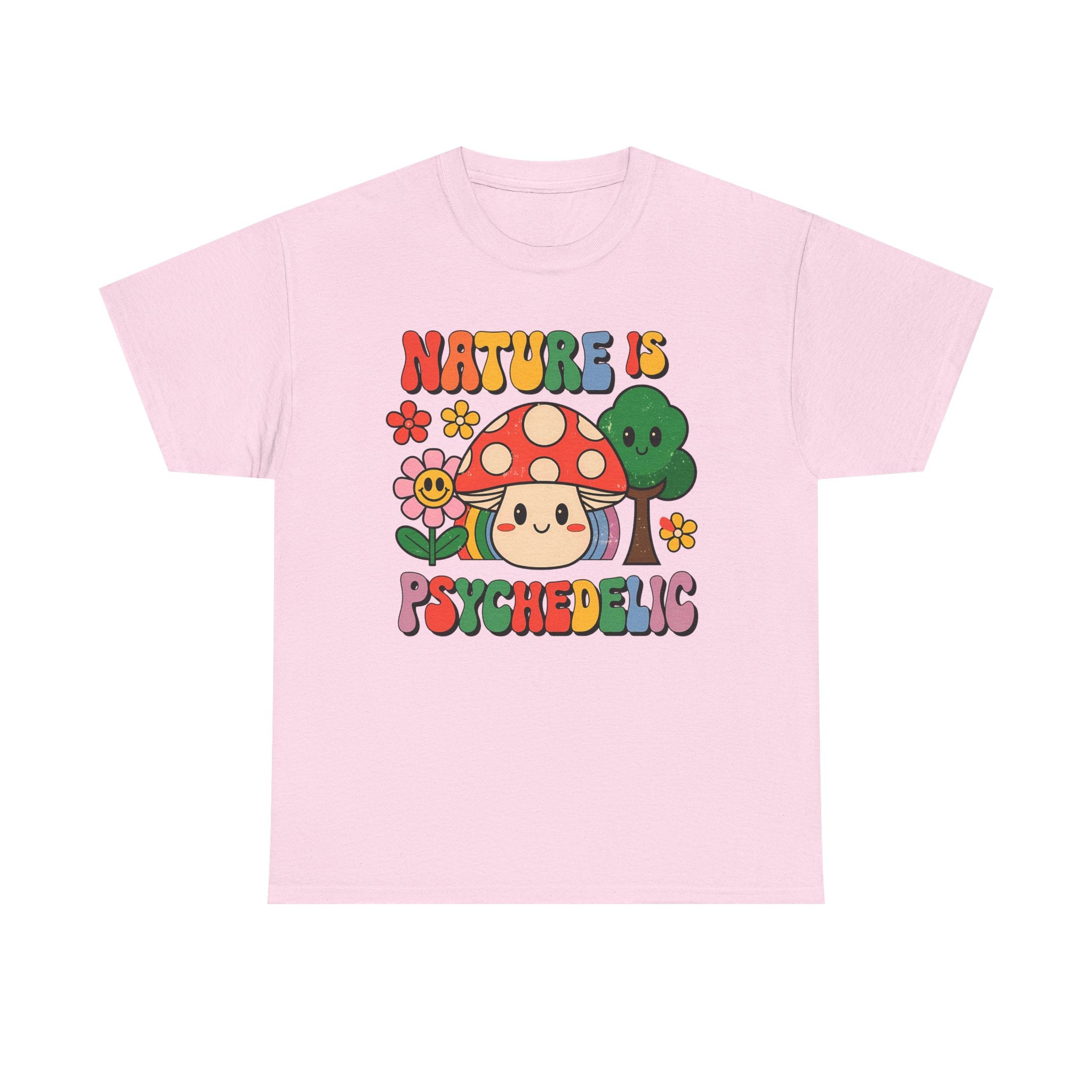 Psychedelic Mushroom T‑Shirt - Nature Is Psychedelic - Retro Floral Tee Shirt Gift NEW