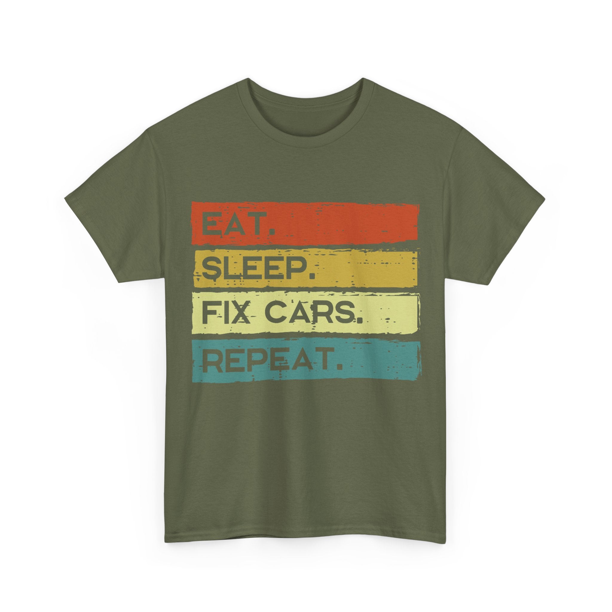 Funny Mechanic T shirt - Eat Sleep Fix Cars Repeat Tee Shirt - T-Shirt Gift For Mechanics And Car Engineers