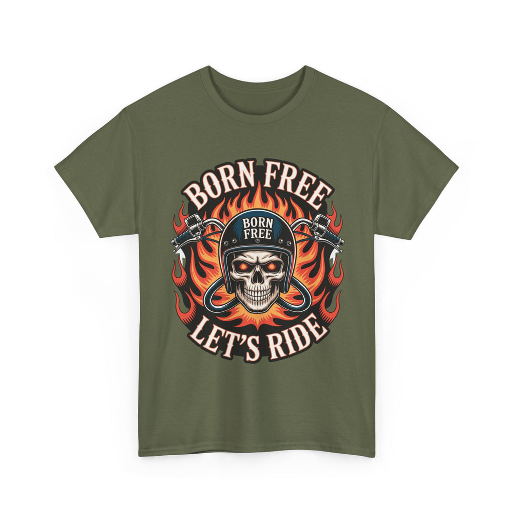 Biker T-Shirt - Born Free Lets Ride - Tee Shirt For Bikers And Motorcycle Enthusiasts NEW