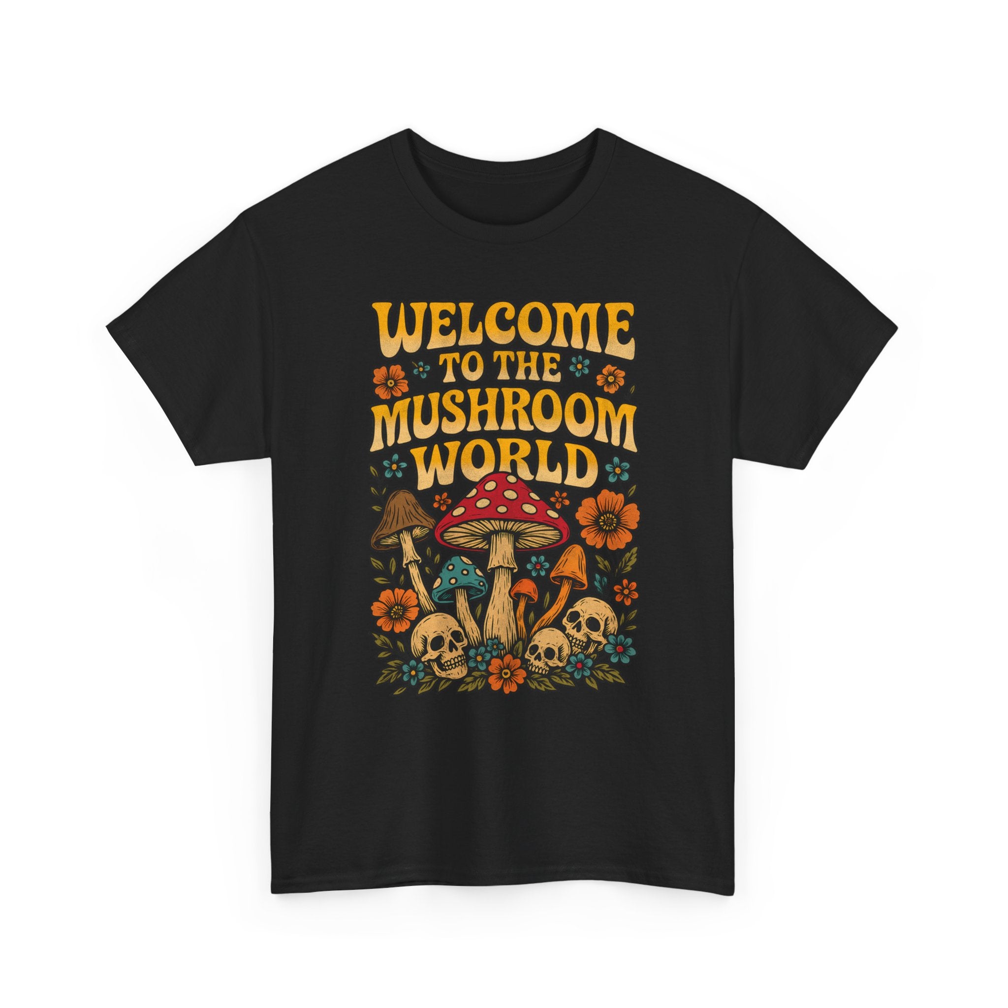 Mushroom World T-Shirt - Retro - Welcome to the Mushroom World - Graphic Tee Shirt Forager Gift