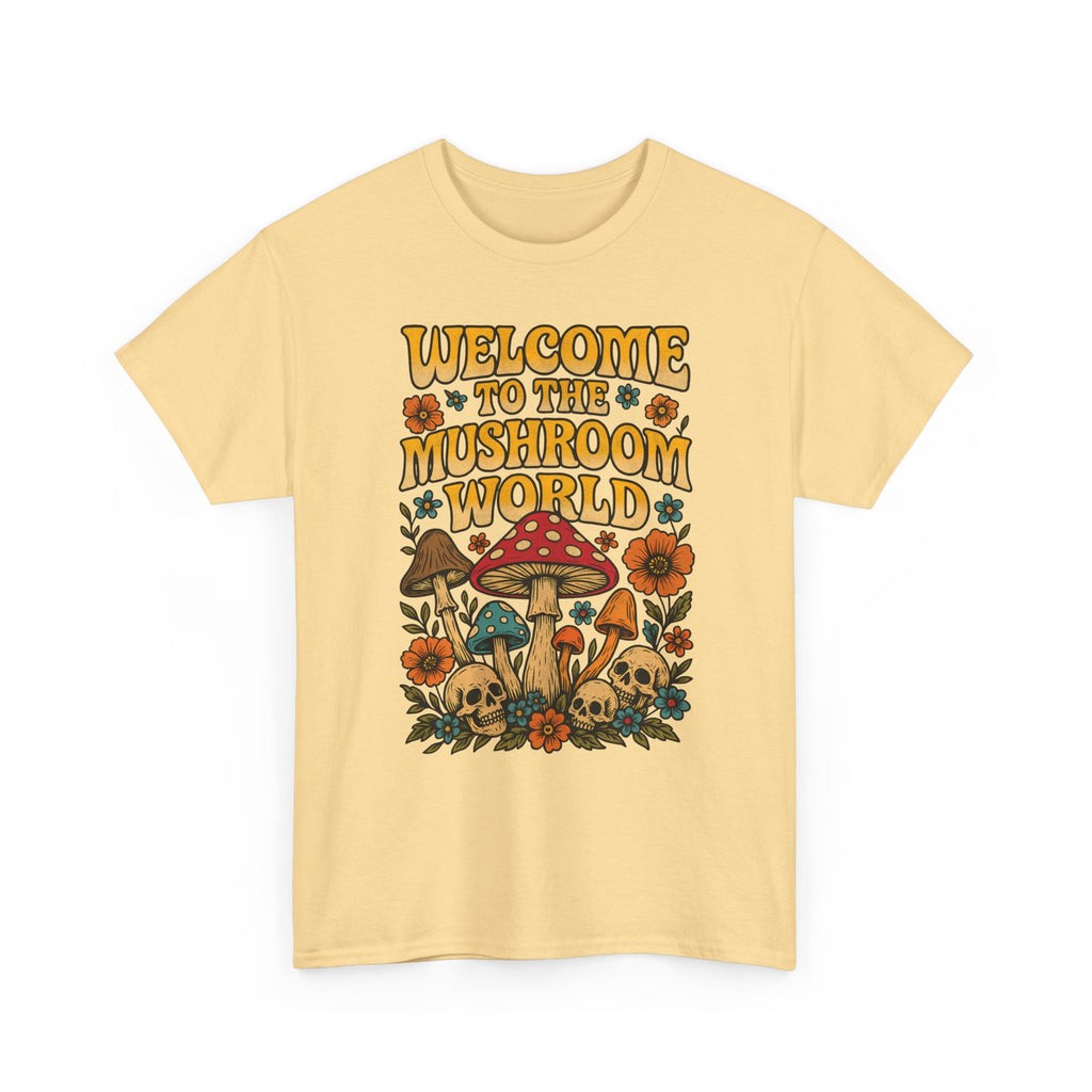 Mushroom World T-Shirt - Retro - Welcome to the Mushroom World - Graphic Tee Shirt Forager Gift