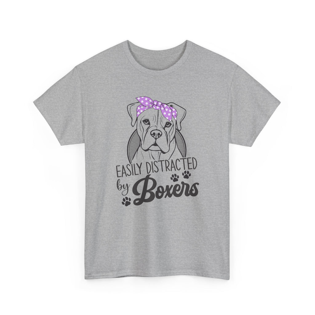 Easily Distracted By Boxers Tee Shirt - Boxer Dog Lover T-shirt  - Funny Dow Owner Gift NEW