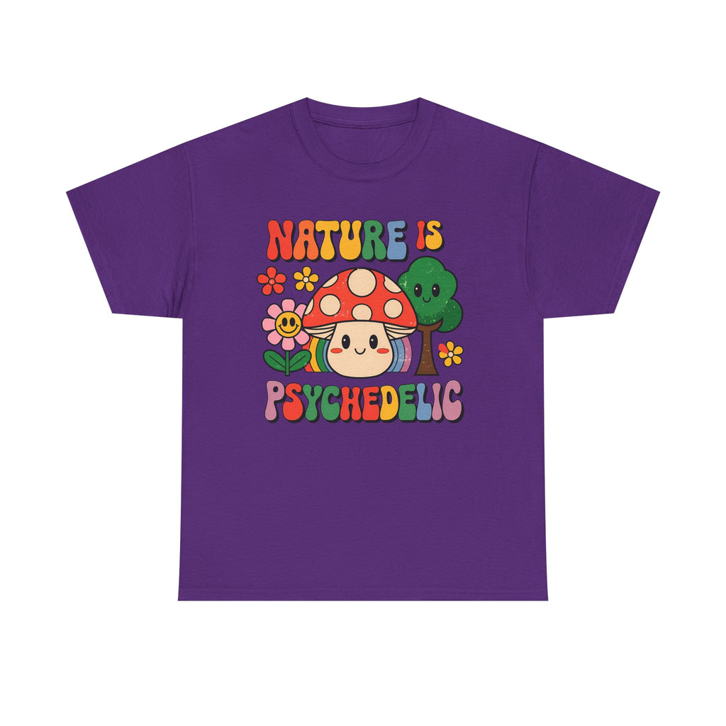 Psychedelic Mushroom T‑Shirt - Nature Is Psychedelic - Retro Floral Tee Shirt Gift NEW