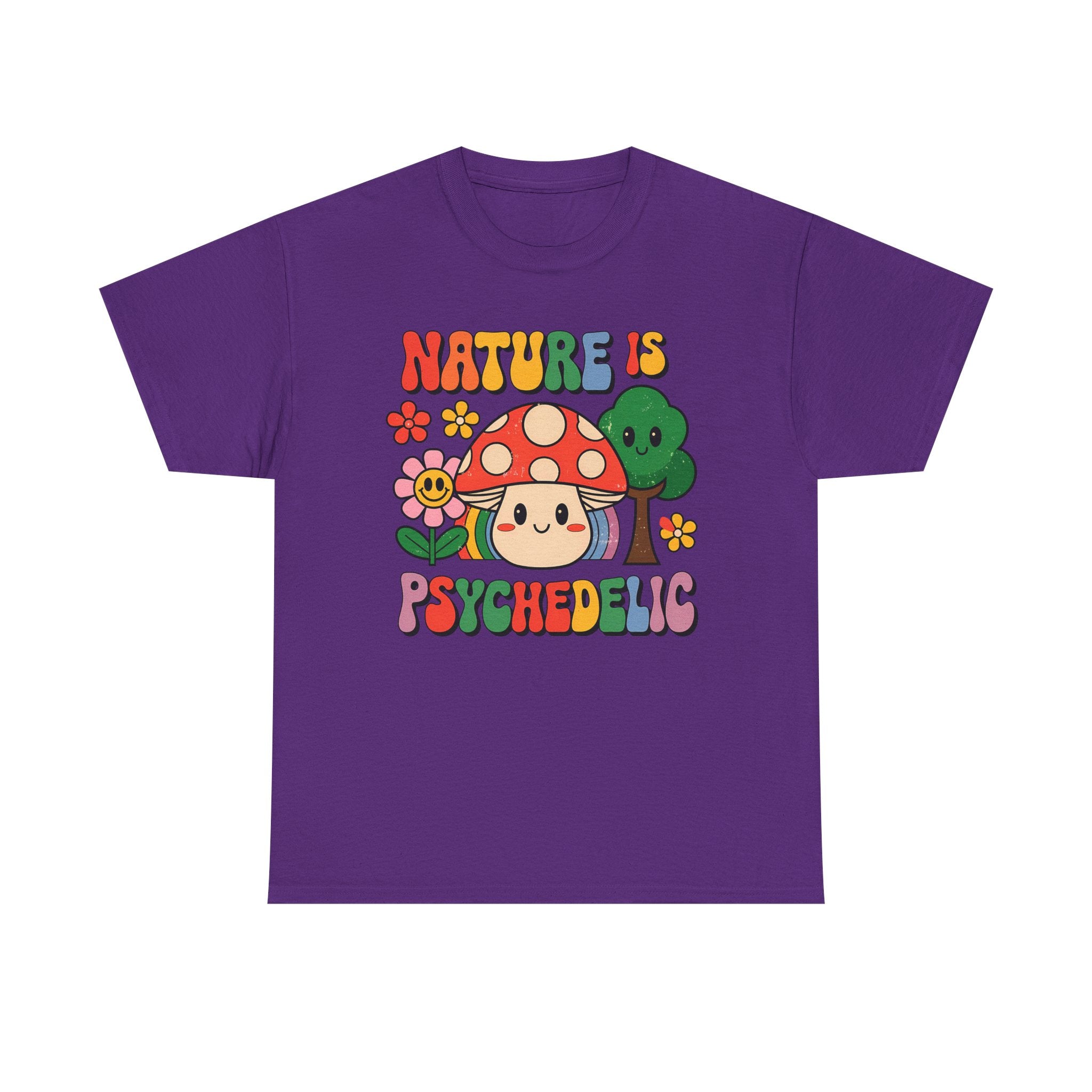 Psychedelic Mushroom T‑Shirt - Nature Is Psychedelic - Retro Floral Tee Shirt Gift NEW