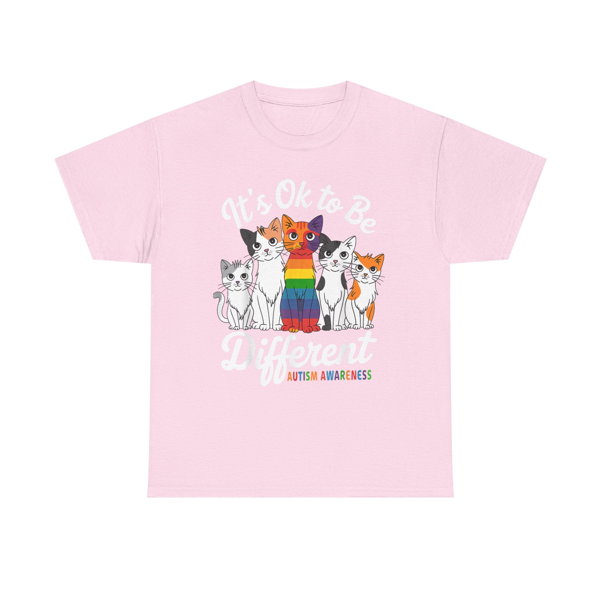It's Ok to Be Different Cat Tee - Autism Awareness Rainbow Kitten Neuro Diverse Tee Shirt