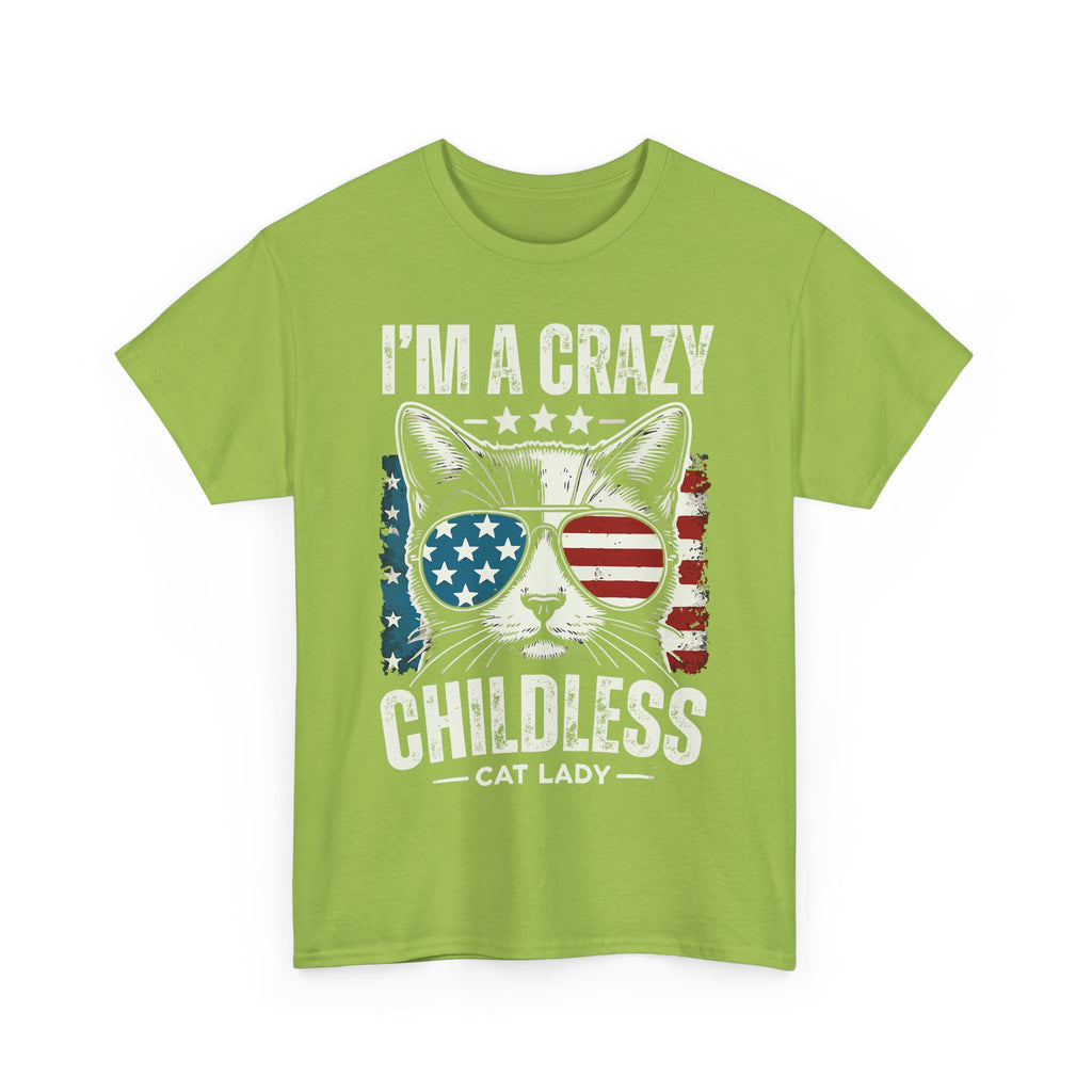 I'm A Crazy Childless Cat Lady Tee Shirt - Cat Owner Funny T-Shirt Gift - NEW