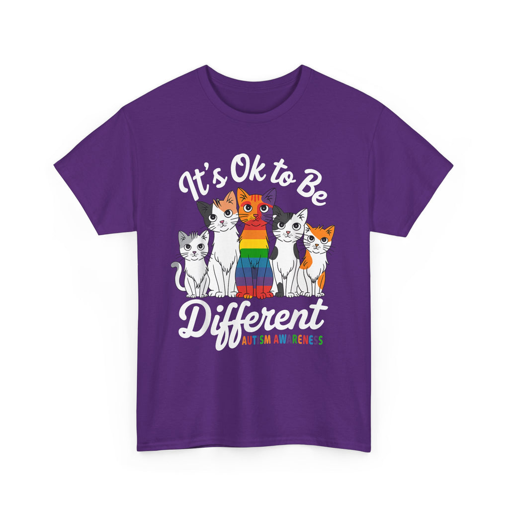 It's Ok to Be Different Cat Tee - Autism Awareness Rainbow Kitten Neuro Diverse Tee Shirt