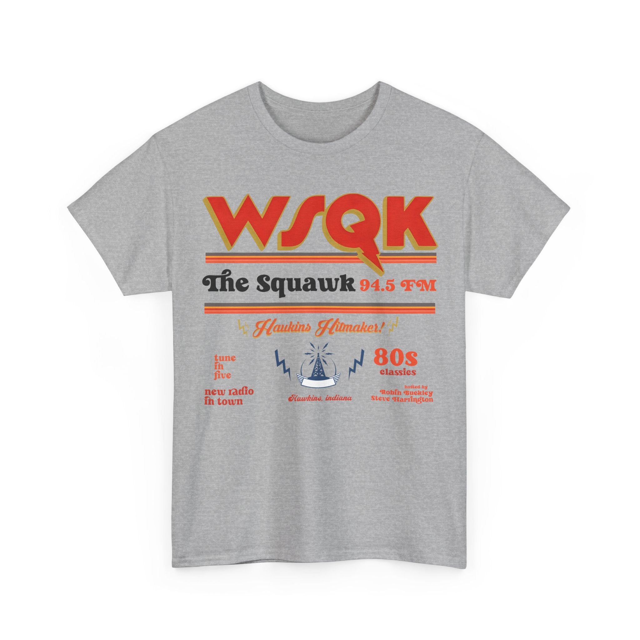 WSQK The Squawk 94.5 FM Retro 80s Radio Tee Shirt - Stranger Things T-Shirt