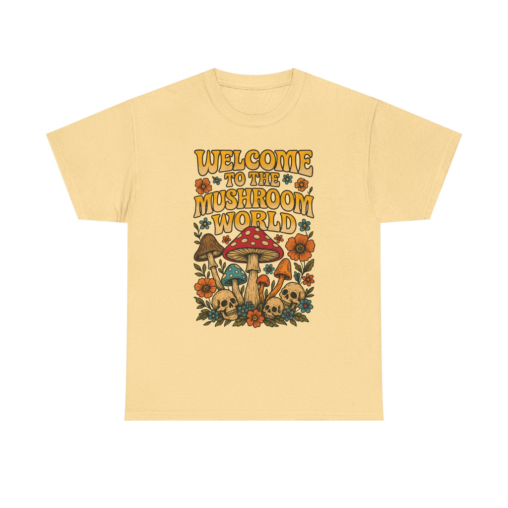 Mushroom World T-Shirt - Retro - Welcome to the Mushroom World - Graphic Tee Shirt Forager Gift