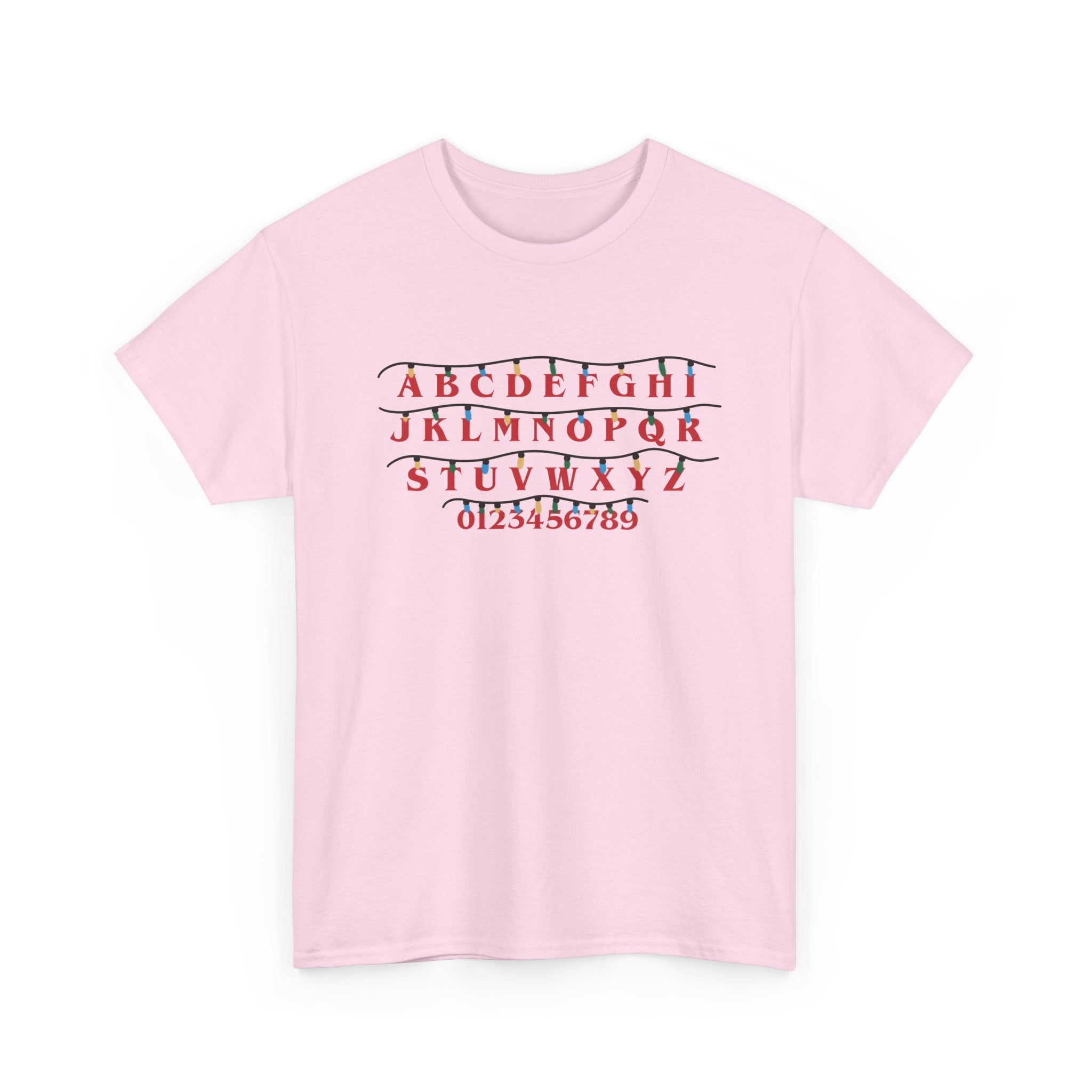 Stranger Things - Alphabet Chart Tee - Vintage Red & Green Lettering T-Shirt Gift NEW