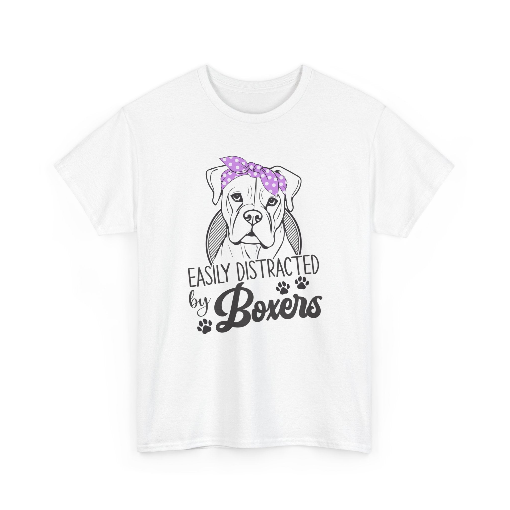 Easily Distracted By Boxers Tee Shirt - Boxer Dog Lover T-shirt  - Funny Dow Owner Gift NEW