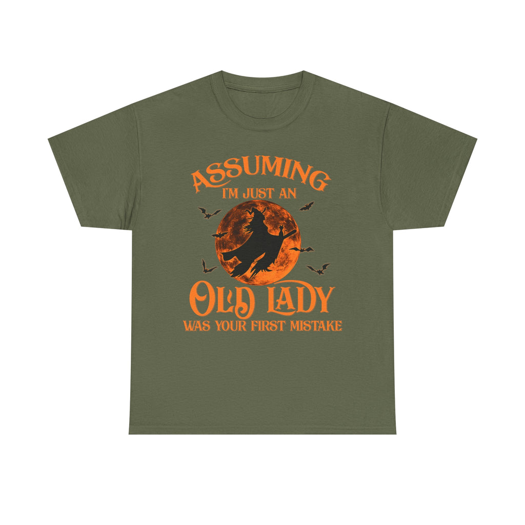 Funny Witch T Shirt - Assuming Im Just An Old Lady Is Your First Mistake - T-Shirt For Witches - Wicken Gifts - NEW