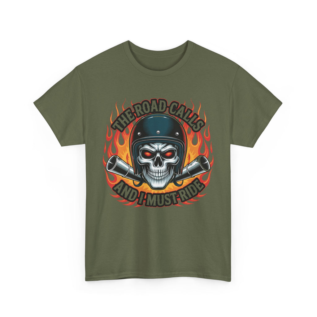 Biker T-Shirt - The Road Calls And I Must Ride - Motorcycle Tee Shirt Gift For Bikers and Harley Bike Enthusiasts